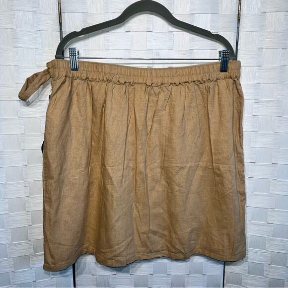 Rachel Rachel Roy Linen Blend Faux Wrap Skirt Size XL Cargo Pocket Tan Beach - Picture 7 of 10